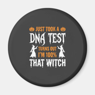 Funny Halloween DNA Test Witch Graphic Magnet