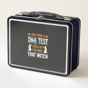 Funny Halloween DNA Test Witch Graphic Metal Lunch Box