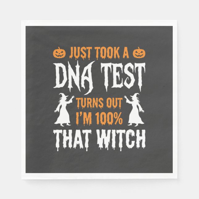 Funny Halloween DNA Test Witch Graphic Napkin (Front)