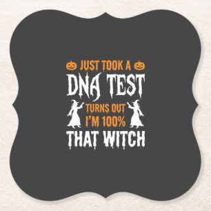 Funny Halloween DNA Test Witch Graphic Paper Coaster