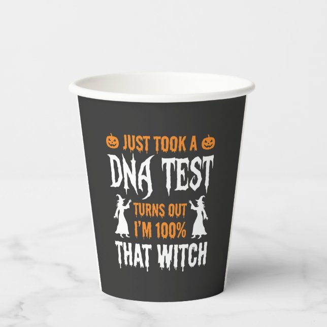 Funny Halloween DNA Test Witch Graphic Paper Cups (Front)