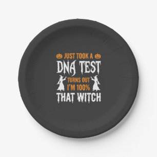 Funny Halloween DNA Test Witch Graphic Paper Plate