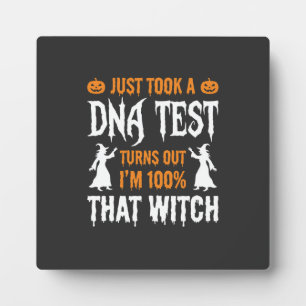 Funny Halloween DNA Test Witch Graphic Plaque