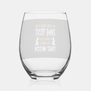 Funny Halloween DNA Test Witch Graphic Stemless Wine Glass