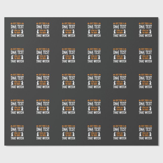 Funny Halloween DNA Test Witch Graphic Wrapping Paper (Flat)