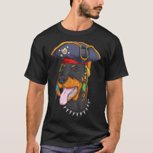 Funny Halloween Doberman Costume Scary Pirate Hat  T-Shirt