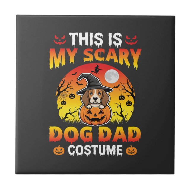 Funny Halloween Dog Dad Costume Witch Beagle Ceramic Tile (Front)