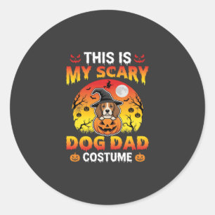 Funny Halloween Dog Dad Costume Witch Beagle Classic Round Sticker