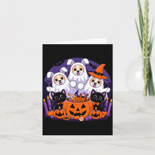 Funny Halloween Dog Dressed As Ghost Halloween Dog Card