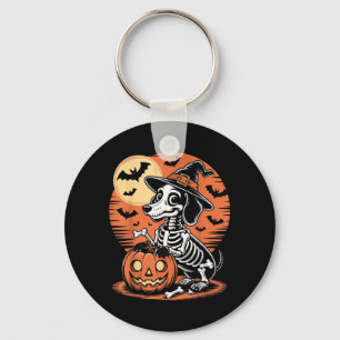 Funny Halloween Dog Skeleton Design Spooky Haunted Key Ring