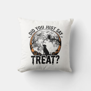 Funny Halloween Dog Treat Vintage Vector Design_1 Cushion