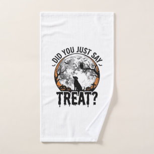 Funny Halloween Dog Treat Vintage Vector Design_1 Hand Towel