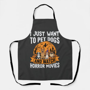 Funny Halloween Dogs Horror Movies Vector Apron