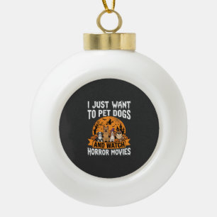 Funny Halloween Dogs Horror Movies Vector Ceramic Ball Christmas Ornament