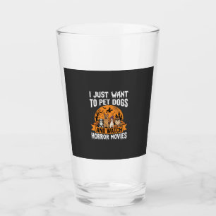 Funny Halloween Dogs Horror Movies Vector Glass