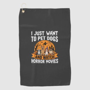 Funny Halloween Dogs Horror Movies Vector Golf Towel