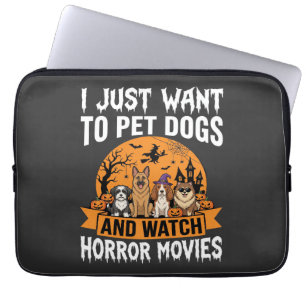 Funny Halloween Dogs Horror Movies Vector Laptop Sleeve