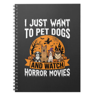 Funny Halloween Dogs Horror Movies Vector Notebook