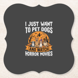 Funny Halloween Dogs Horror Movies Vector Paper Coaster
