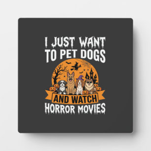 Funny Halloween Dogs Horror Movies Vector Plaque