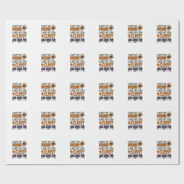 Funny Halloween Drinking Less Classy Shirt Design_ Wrapping Paper (Flat)