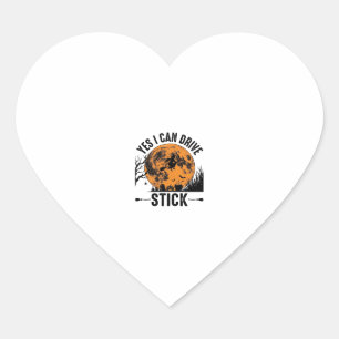 Funny Halloween Drive Stick Witch Vintage Shirt De Heart Sticker