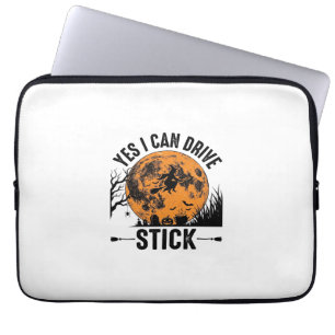 Funny Halloween Drive Stick Witch Vintage Shirt De Laptop Sleeve