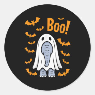 Funny Halloween Elephant Boo Ghost Costume Bats  Classic Round Sticker