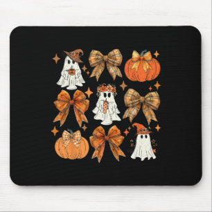 Funny Halloween Fall Coquette Bow Pumpkin Cute Gho Mouse Pad