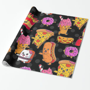 funny halloween fast food monsters wrapping paper