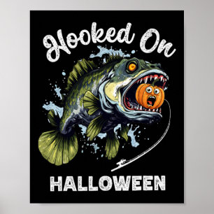 Funny Halloween Fishing Boys Mens Zombie B Fish Pu Poster