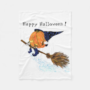 Funny Halloween Fleece Blanket Witch Pumpkin