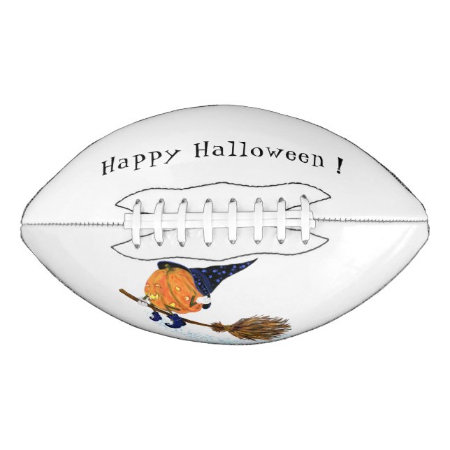 Funny Halloween Football Witch Pumpkin Flying (Front)