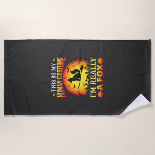 Funny Halloween Fox Human Costume Beach Towel