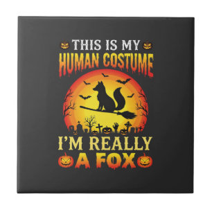 Funny Halloween Fox Human Costume Ceramic Tile