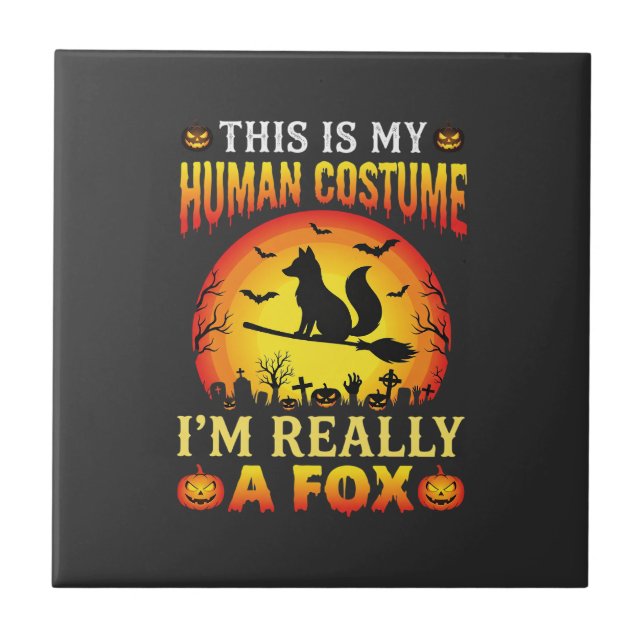 Funny Halloween Fox Human Costume Ceramic Tile (Front)