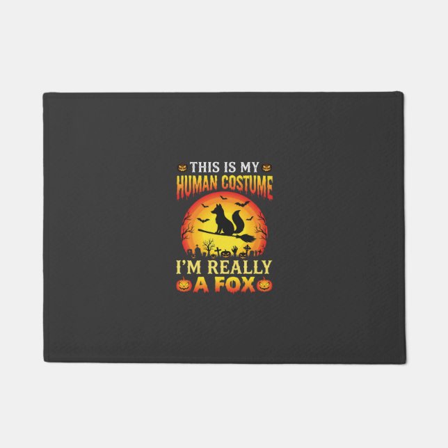 Funny Halloween Fox Human Costume Doormat (Front)