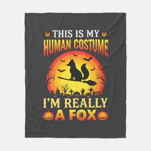 Funny Halloween Fox Human Costume Fleece Blanket (Front)
