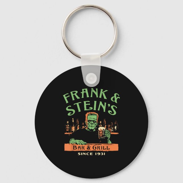 Funny Halloween Frank And Stein's Bar Grill  Key Ring (Front)