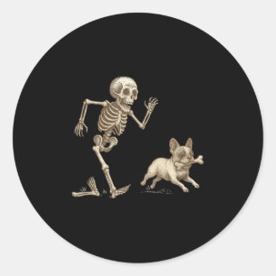 Funny Halloween French Bulldog Skeleton Soky Seaso Classic Round Sticker