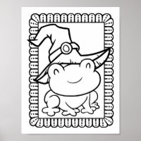 Funny Halloween Frog Smiling Colouring Page