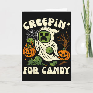 Funny Halloween Gamer Pixel Kids Boy Creepin' For  Card