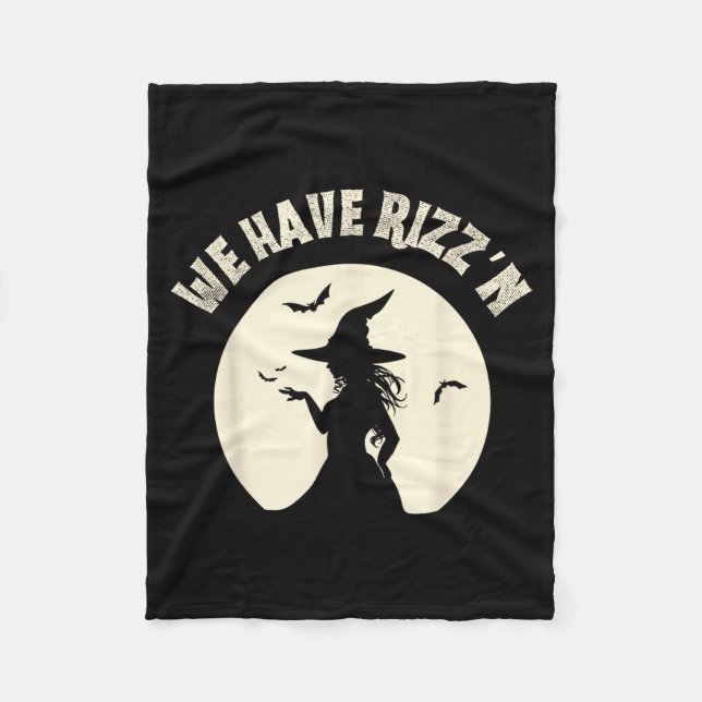 Funny Halloween Gen Alpha Slang Rizzn Witch Fleece Blanket (Front)