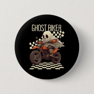 Funny Halloween Ghost Biker On Motorcycle 6 Cm Round Badge