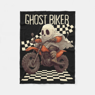 Funny Halloween Ghost Biker On Motorcycle Fleece Blanket