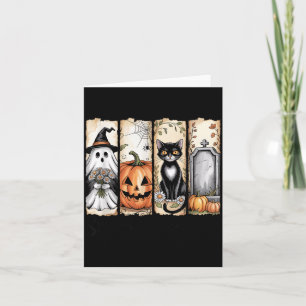 Funny Halloween Ghost Black Cat Cottage Core Card