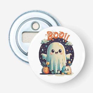 Funny Halloween Ghost Boo in Galaxy Bottle Opener