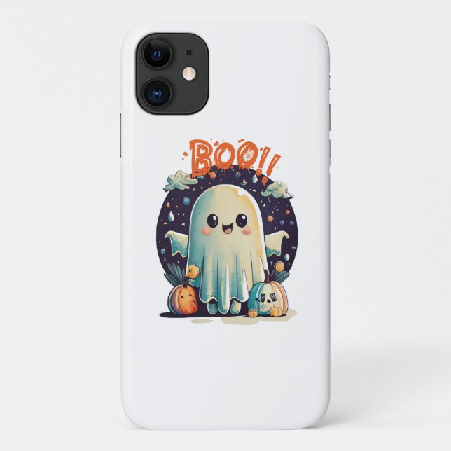Funny Halloween Ghost Boo in Galaxy Case-Mate iPhone Case (Back)