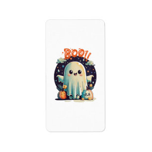 Funny Halloween Ghost Boo in Galaxy Label