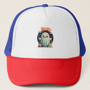 Funny Halloween Ghost Boo in Galaxy Trucker Hat